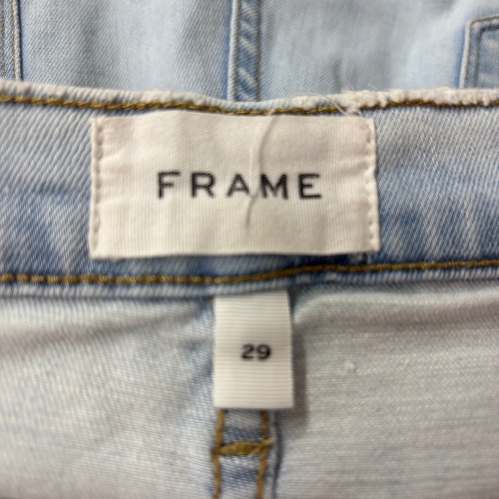 FRAME Women Jeans 29 Light Blue Le Sylvie Slender Straight High Rise Raw Edge - Picture 7 of 16
